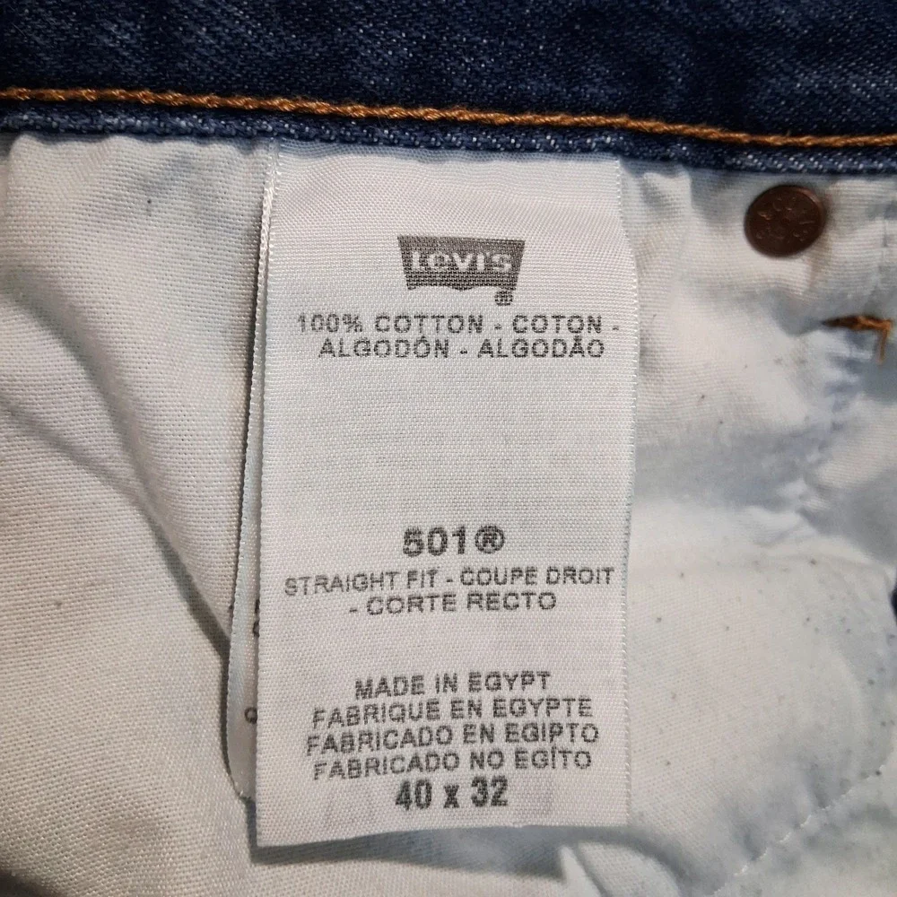 Levis 501 0000 Mens 40x32 Original Rigid Straight Fit Denim Jeans Dark Wash 2010